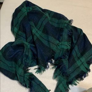 Green and Navy plaid blanket scarf